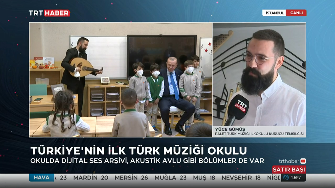 Palet Türk Müziği İlkokulumuzun Kurucu Temsilcisi Yüce Gümüş, TRT Haber'de 